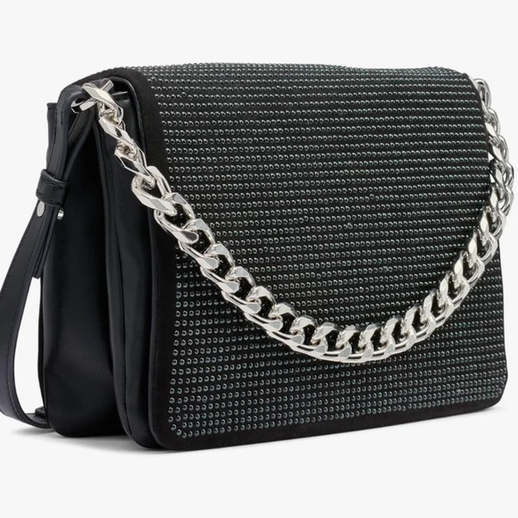 NEW DKNY Desiree Crystal Small Flap Black Crossbody Bag - Picture 2 of 4